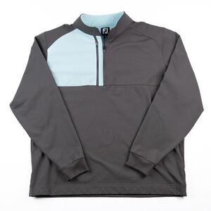 FootJoy FJ Golf Pullover Jacket Mens XL Gray Blue 1/4 Zip Stretch Performance